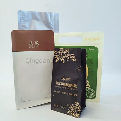 커피 패키지 8 사이드 밀폐 가방 플라스틱 셀프 밀폐 가세트 서 있는 가방 평평 하단