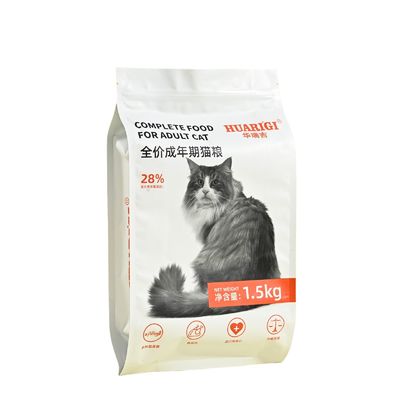 애완동물 식품 포장 봉지 환경 친화적 1kg 2kg 5kg 평면 바닥/옆 접착 Mylar 포일 봉지 칩이 있는 고양이 개봉지